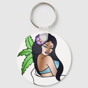 hawaiian girl tattoo key ring