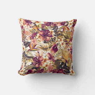 Hawaiian Golden Tropics Elegant Vintage Modern Cushion