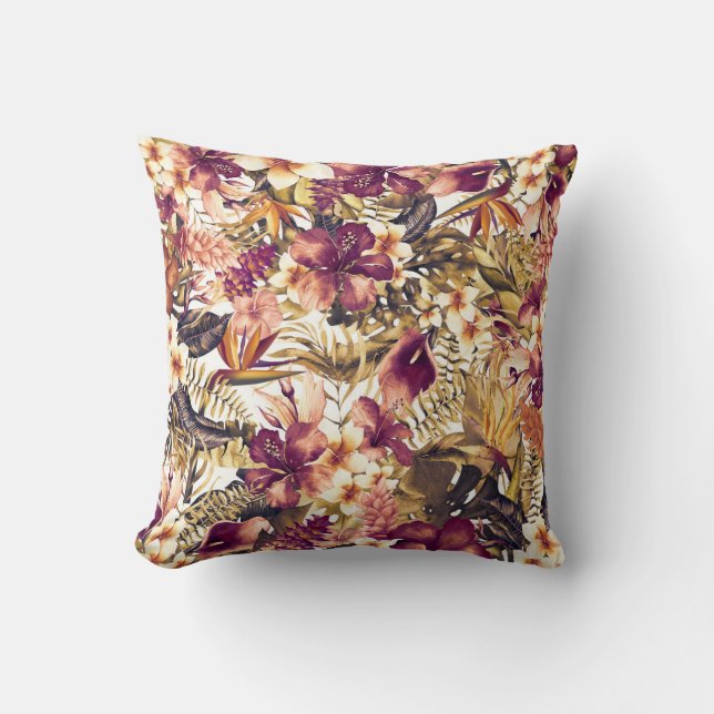 Hawaiian Golden Tropics Elegant Vintage Modern Cushion (Front)