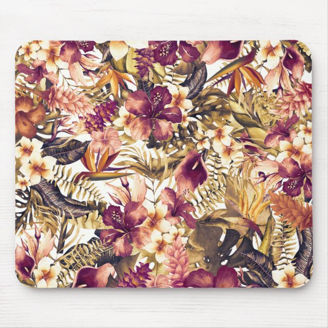 Hawaiian Golden Tropics Elegant Vintage Modern Mouse Pad (Front)