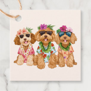 Hawaiian Goldendoodle Dogs Flower Lei Favour Tags