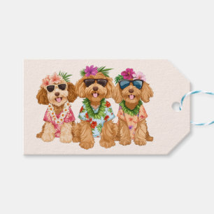 Hawaiian Goldendoodle Dogs Flower Lei Gift Tags