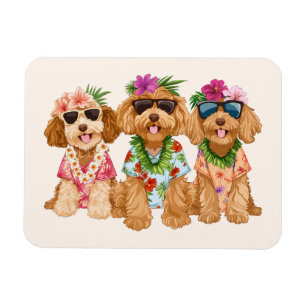 Hawaiian Goldendoodle Dogs Flower Lei Magnet