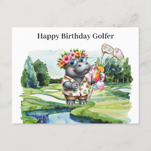  Hawaiian  Golfer Birthday  Holiday Postcard