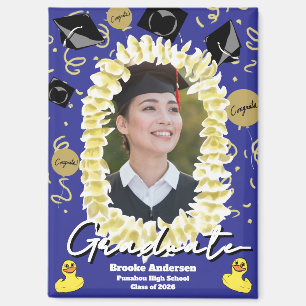 Hawaiian Graduation Plumeria Lei Confetti Photo Magnet