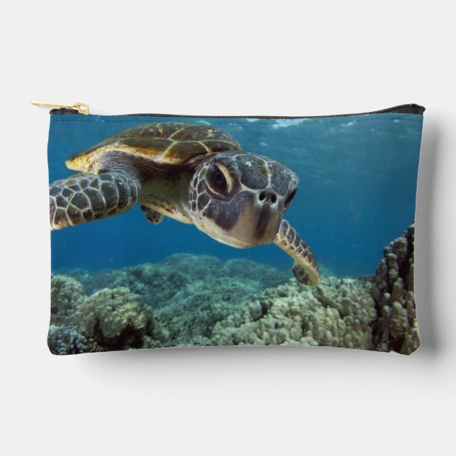 Hawaiian Green Sea Turtle Accessory Pouch (Front)