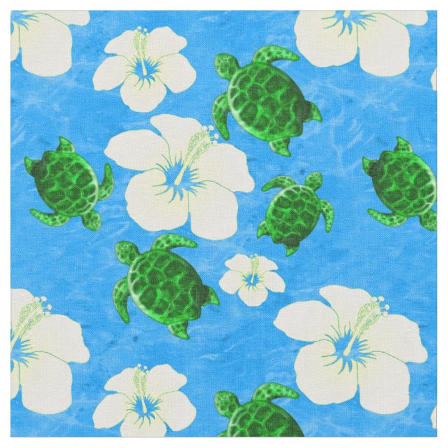 Hawaiian Green Sea Turtles Fabric (Close Up)