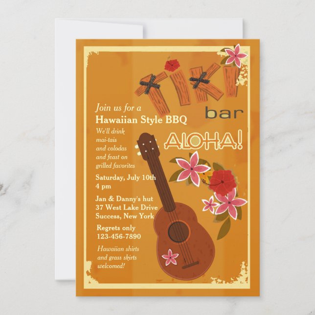 Hawaiian Guitar Invitation (Front)