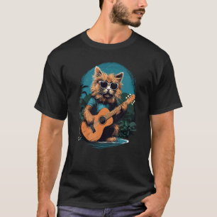 Hawaiian Guitar Music Concert Festival Funny Cat H T-Shirt