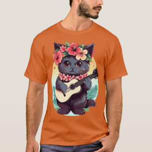 Hawaiian Guitar Music Concert Festival Funny Cat H T-Shirt