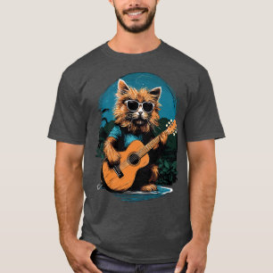 Hawaiian Guitar Music Concert Festival Funny Cat H T-Shirt