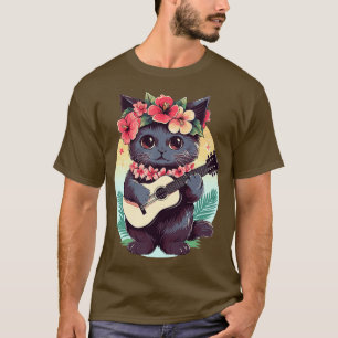 Hawaiian Guitar Music Concert Festival Funny Cat H T-Shirt