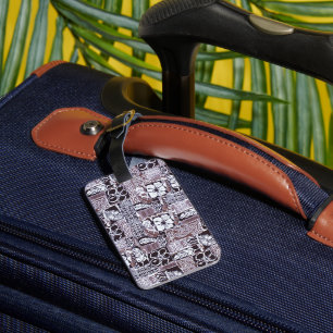 Hawaiian Hibiscus Bark Cloth Luggage Tag