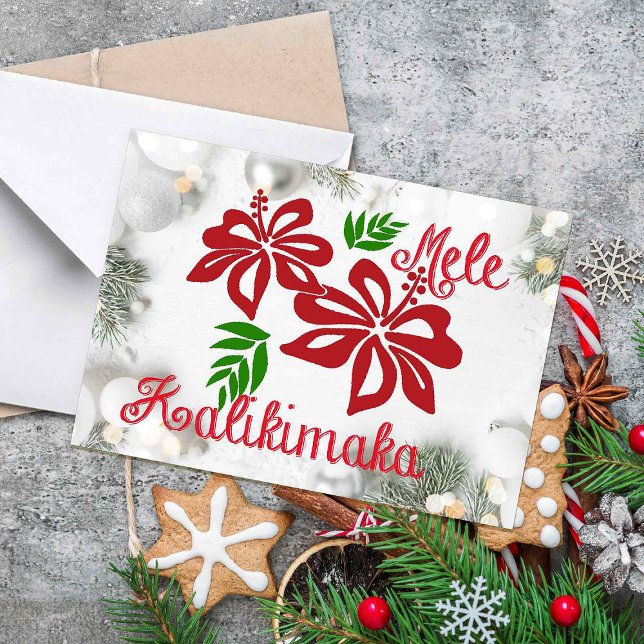 Hawaiian Hibiscus Blossoms: Mele Kalikimaka Card (Creator Uploaded)