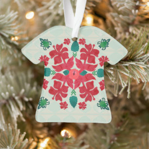 Hawaiian Hibiscus Christmas Quilt Pattern Ornament
