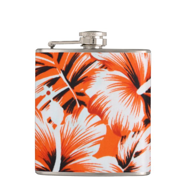 Hawaiian Hibiscus Flower Background Hip Flask (Front)