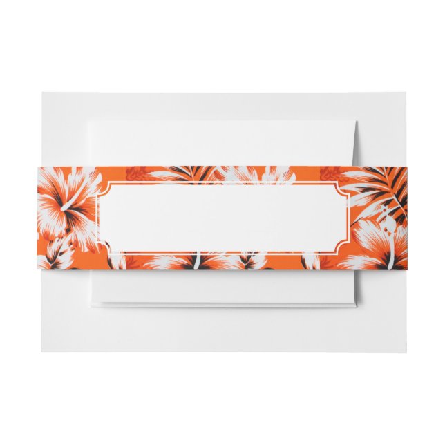 Hawaiian Hibiscus Flower Background Invitation Belly Band (Front Example)
