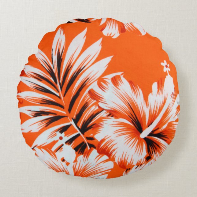 Hawaiian Hibiscus Flower Background Round Cushion (Front)