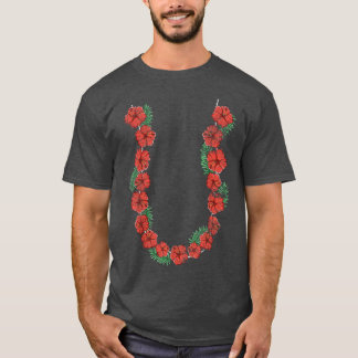 Hawaiian Hibiscus Flower Chain Summer Vacation Lei T-Shirt