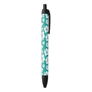 Hawaiian Hibiscus Flower Pattern Black Ink Pen