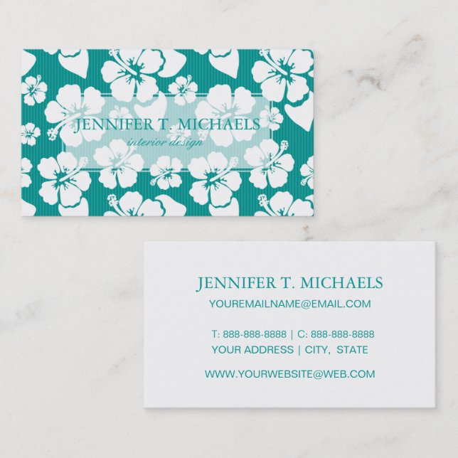 Hawaiian Hibiscus Flower Pattern Business Card (Front/Back)