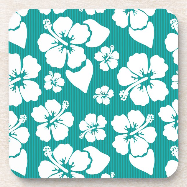 Hawaiian Hibiscus Flower Pattern Coaster (Front)