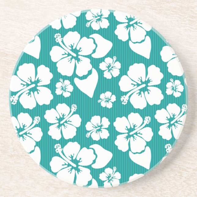 Hawaiian Hibiscus Flower Pattern Coaster (Front)