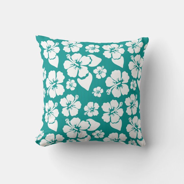 Hawaiian Hibiscus Flower Pattern Cushion (Front)