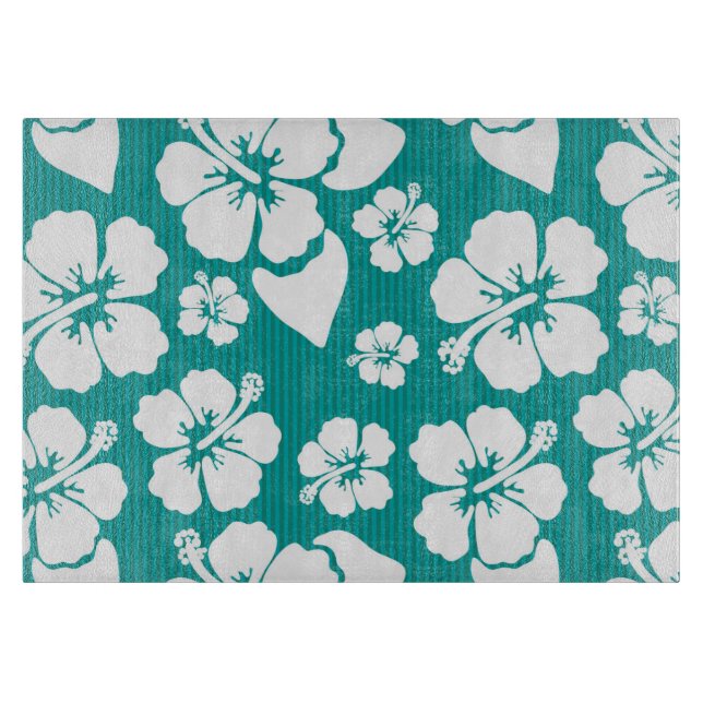 Hawaiian Hibiscus Flower Pattern Cutting Board (Front)