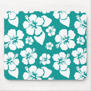 Hawaiian Hibiscus Flower Pattern Mouse Pad