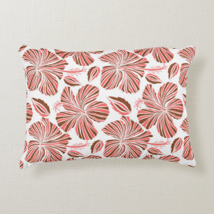 Hawaiian hibiscus flowers: brown tropical style. decorative cushion