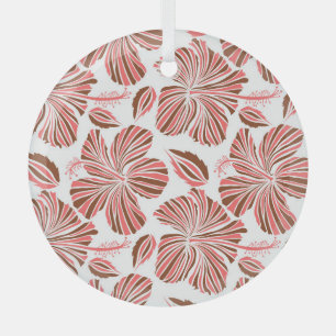 Hawaiian hibiscus flowers: brown tropical style. glass tree decoration