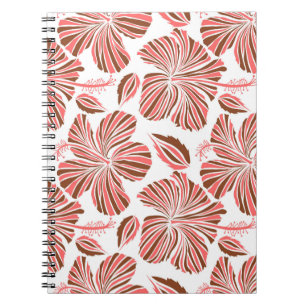 Hawaiian hibiscus flowers: brown tropical style. notebook