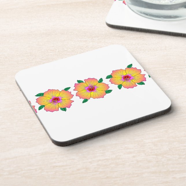Hawaiian Hibiscus Flowers Coaster (Left Side)