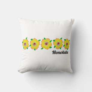 Hawaiian Hibiscus Flowers Honolulu Hawaii Cushion