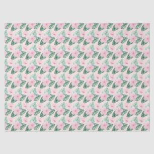 Hawaiian Hibiscus Flowers on Pink Decoupage Tissue Paper