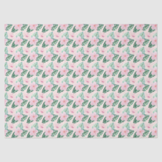 Hawaiian Hibiscus Flowers on Pink Decoupage Tissue Paper