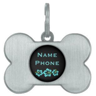 Hawaiian Hibiscus Flowers Pet Name Tag