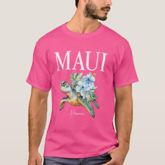 Hawaiian Hibiscus Flowers Sea Turtles Maui Hawaii T-Shirt