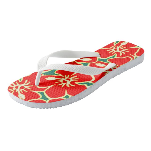 Hawaiian Hibiscus Luau Tropical Flowers Jandals (Angled)