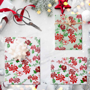 Hawaiian Hibiscus Mele Kalikimaka Gift Wrap