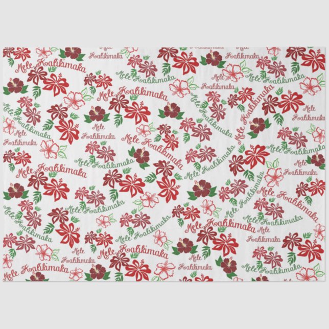 Hawaiian Hibiscus Mele Kalikimaka Tissue Paper (Front)
