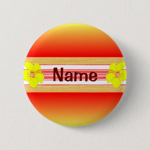 Hawaiian Hibiscus Red Surfboard 6 Cm Round Badge