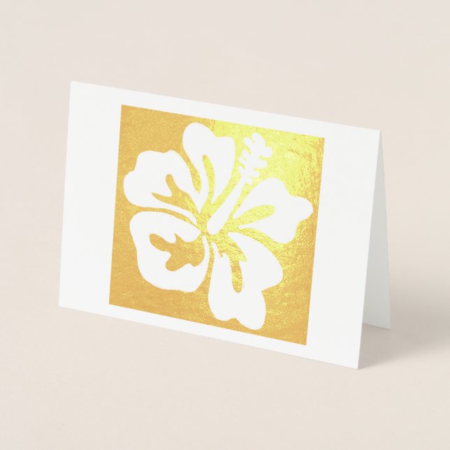 Hawaiian Hibiscus Tropical Floral Flower Bloom Foil Card (Front)