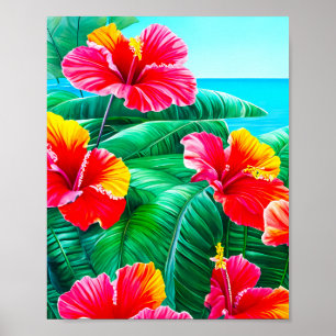 Hawaiian Hibiscus tropical flowers Poster