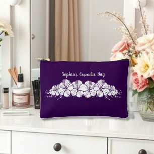 Hawaiian Hibiscus Tropical Flowers Purple Accessory Pouch