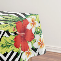 Hawaiian Hibiscus With Modern Geometric Background