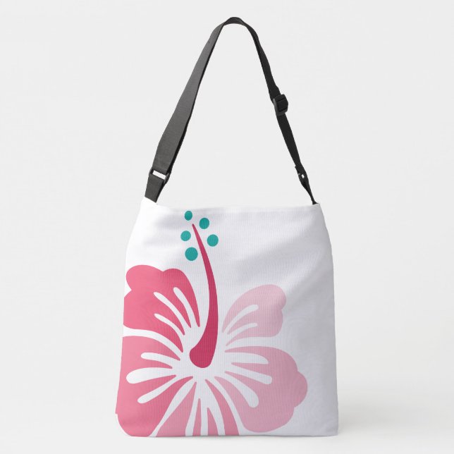 Hawaiian Hibiscus Women's Large Crossbody Totebag Bag (Back)