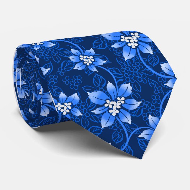 Hawaiian Holly Blue Single-Sided Tie (Rolled)