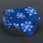 Hawaiian Holly Blue Two-Sided Tie<br><div class="desc">Navy blue with royal blue and silver colorway.  Mele Kalikimaka is the Hawai'ian expression for Merry Christmas & happy holidays! This vintage inspired textile design is a tropical interpretation of holly in bright colours and subtle gradients. These designs come in several colorways.</div>